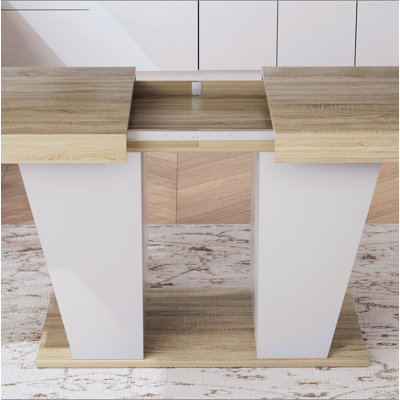 78.7" Rustic-style extendable dining table, seats 8–10 people, dining table with storage shelves on both sides, mid-century modern-style extendable wo