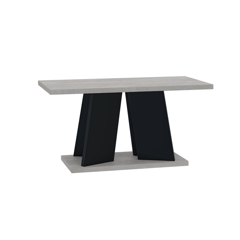 Pedestal Coffee Table with Storage, Grey/Black