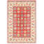 Tapis rouge foncé / jaune en laine noué à la main de conception unique 6 pi 7 po x 9 pi 8 po New Age