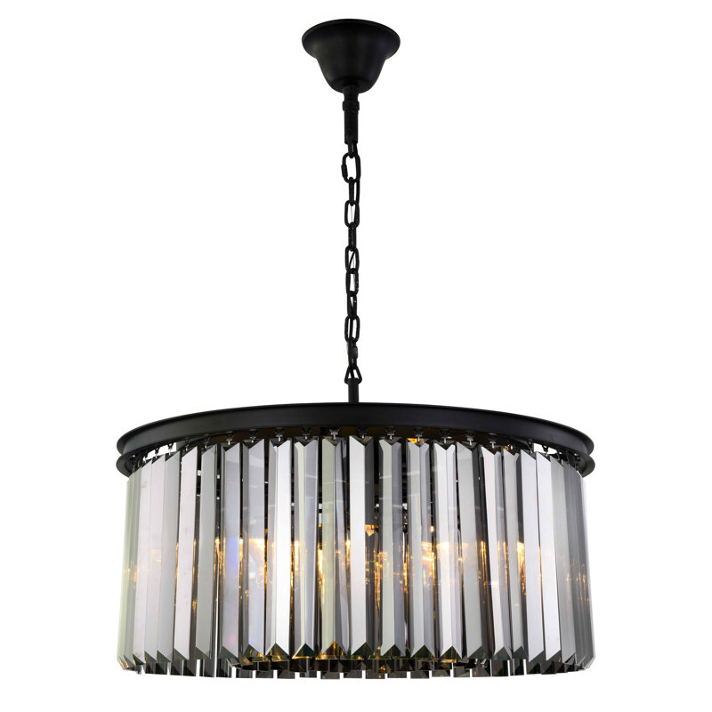 Yazmin 8 - Light Crystal Pendant, Gray, Matte Black