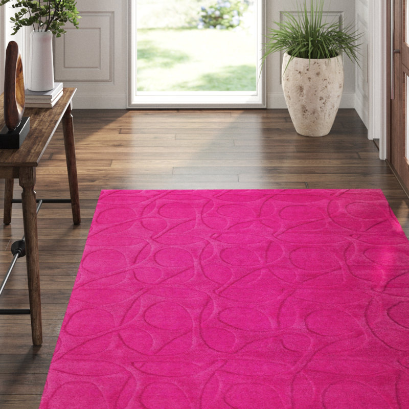 Molecular Wool Area Rug in Pink, Rectangle 9' x 12'
