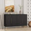 Buffet noir moderne avec rangement, grand buffet cannelé avec tablettes réglables, crédence, console d'appoint