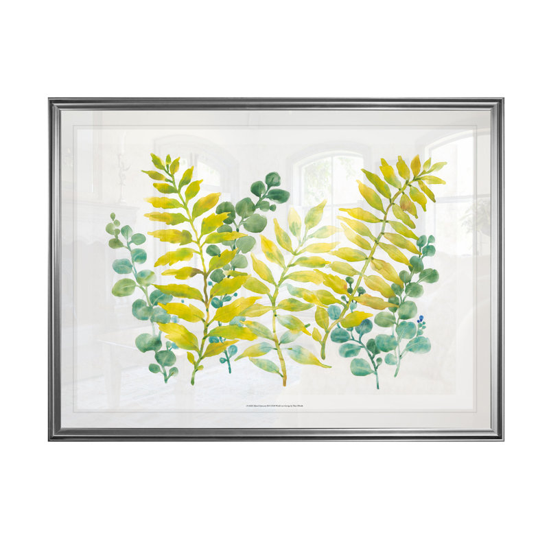 « mixed greens ii », reproduction, H 22 po x l 30 po x P 1,5 po, Cadre argenté