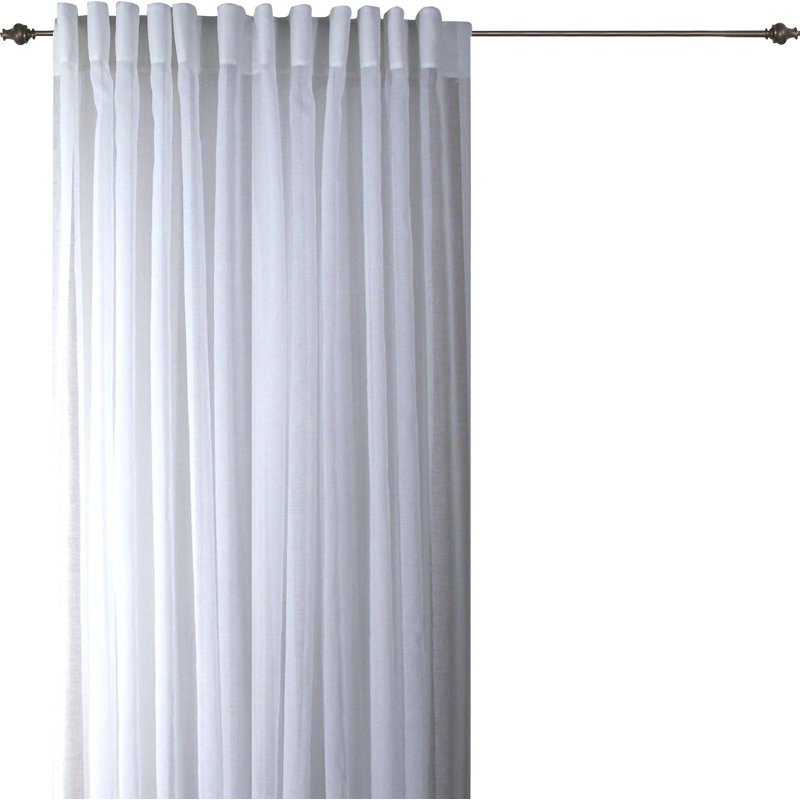 Panneau de rideau simple semi-transparent Aonan, Blanc