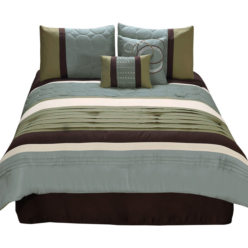 Ensemble d'édredon en microfibre vert / bleu 6 pièces, Édredon de très grande taille et 5 pièces suppl