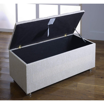 Poulos 102 cm W Tufted Rectangle Ottoman with Storage