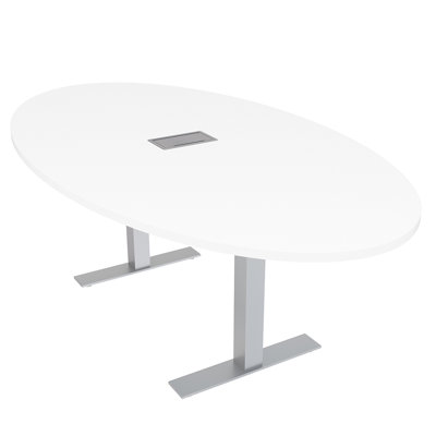 Oval Shaped Conference Room Table with T Bases and Power and Data