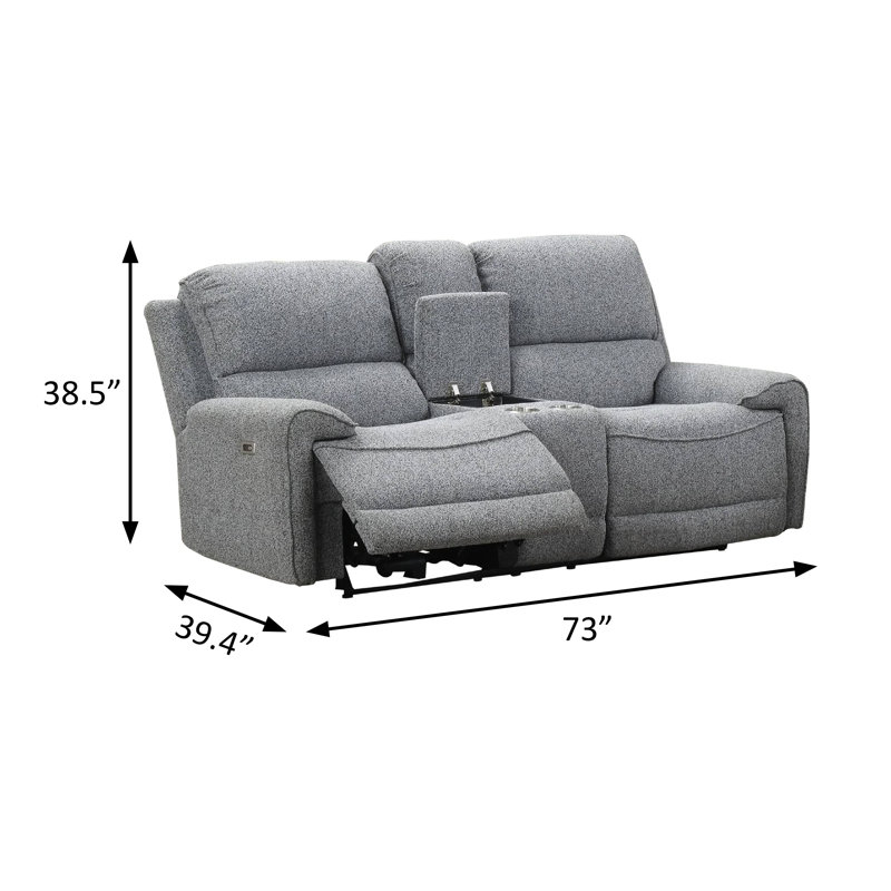 Causeuse électrique 73 po avec console contemporaine, gris