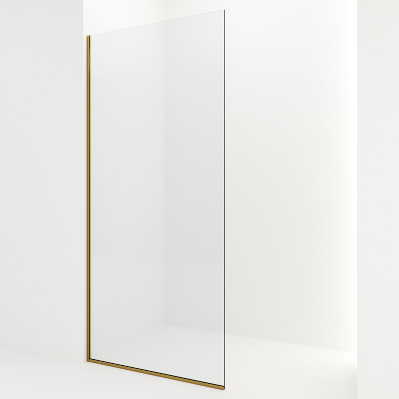 Paroi de douche fixe sans cadre de l 34 po x H 74 po avec verre de 3/8 po Zenith, Matte Gold Clear