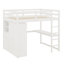 Lit mezzanine en bois avec garde-robe intégré, bureau, tablettes de rangement et tiroirs-1120354335