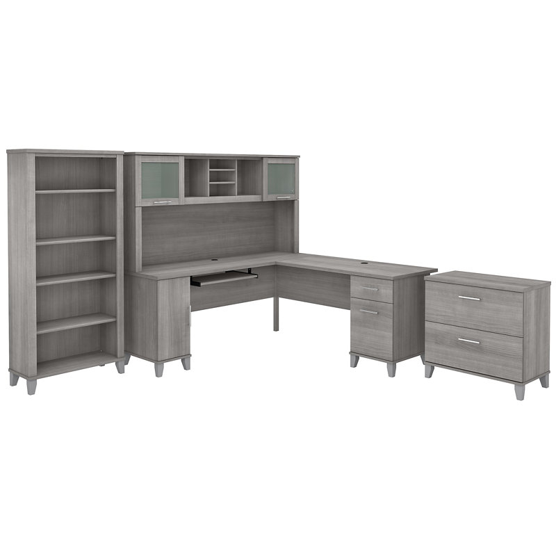 Magomed 4 Piece Computer Desk Office Set, Platinum Gray