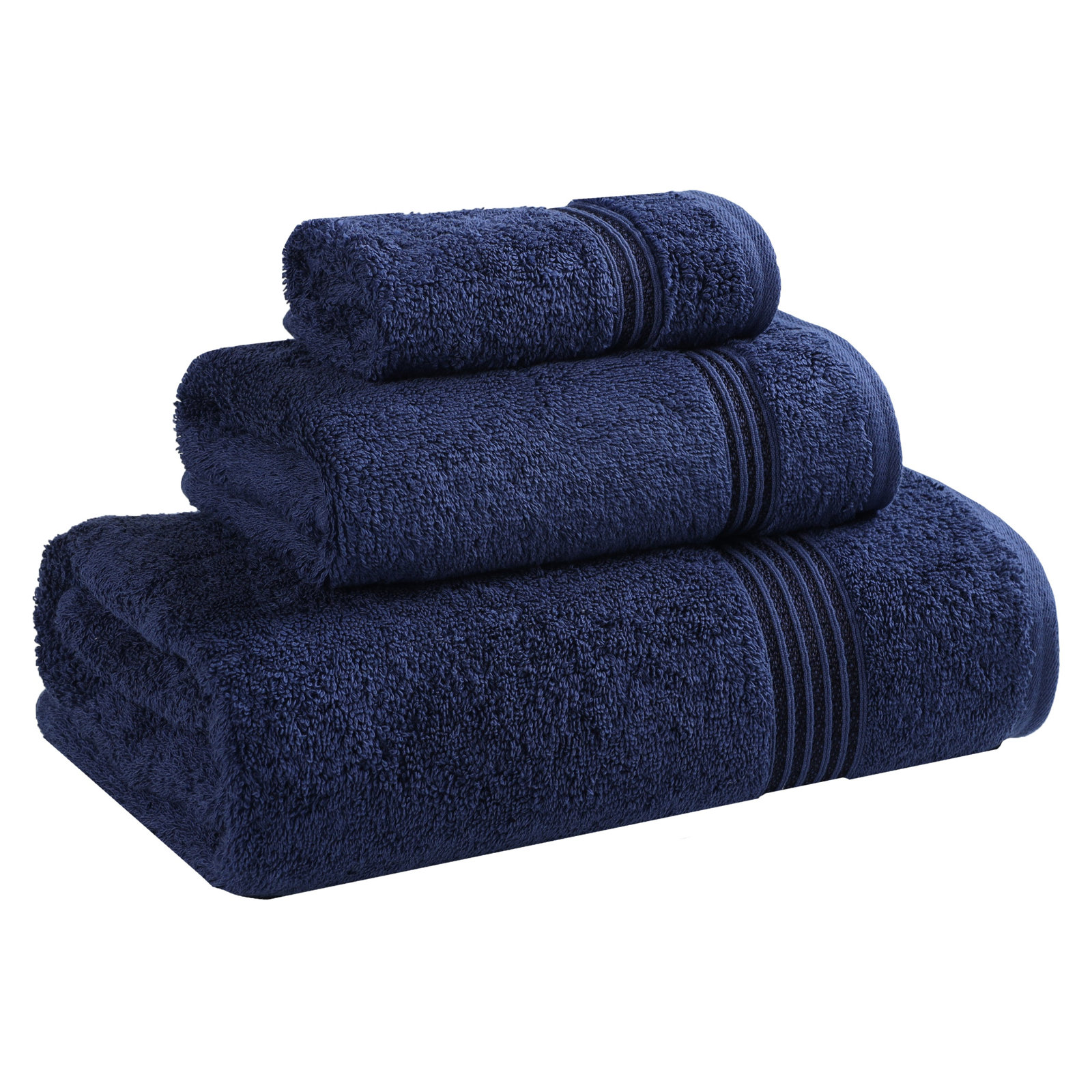 Oleg 3-Piece Egyptian Cotton Towel Set, Navy Blue