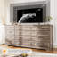 Commode 12 tiroirs en bois, commode moderne de 63 po de largeur et meuble télé pour chambre à coucher