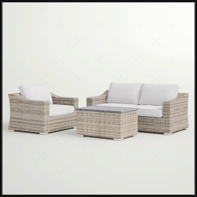 Outdoor Relaxation 3-Person Seating Set With Plush Cushions And Durable Wicker