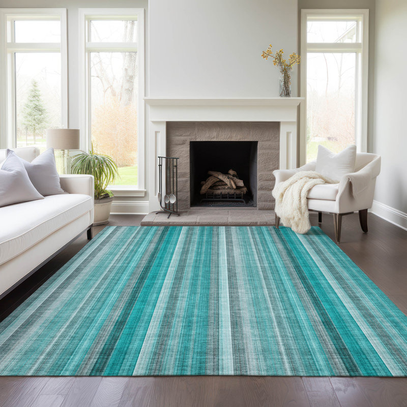 Kinslee Washable Striped Indoor / Outdoor Rug, Rectangle 9' x 12'