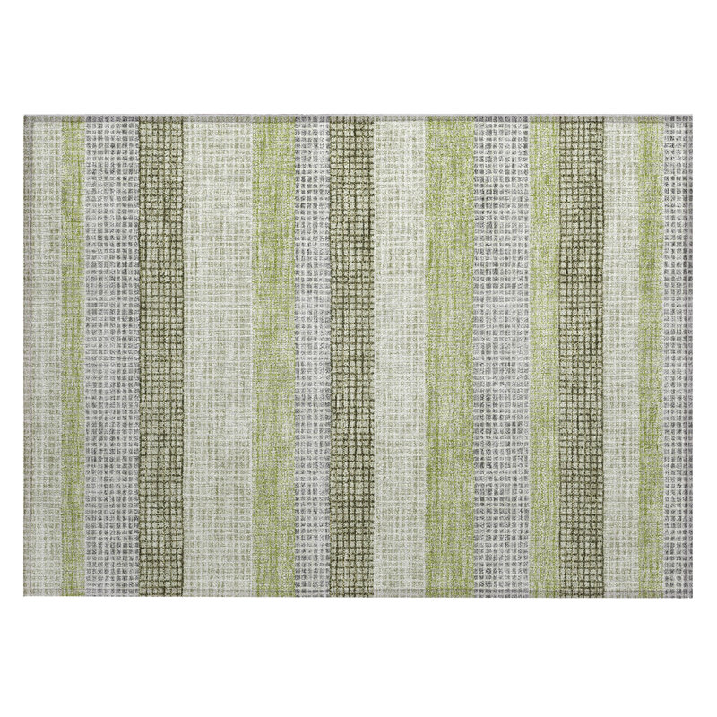 Machine Washable Indoor/Outdoor Xhevrie Aloe Rug, Rectangle 1'8" x 2'6"