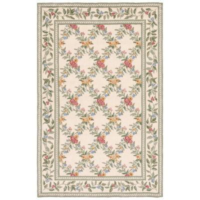 Hand Hooked Wool Pile Floral Rug
