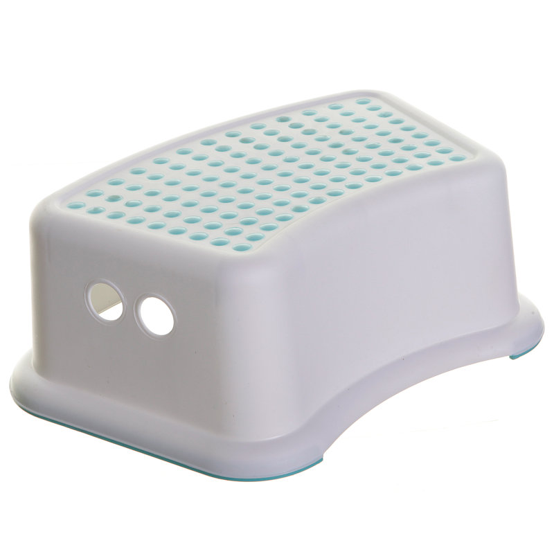 Step Stool, White/Aqua