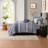 Luxurious Navy Bedding Sets, Jacquard Quilt, Transitional Style
