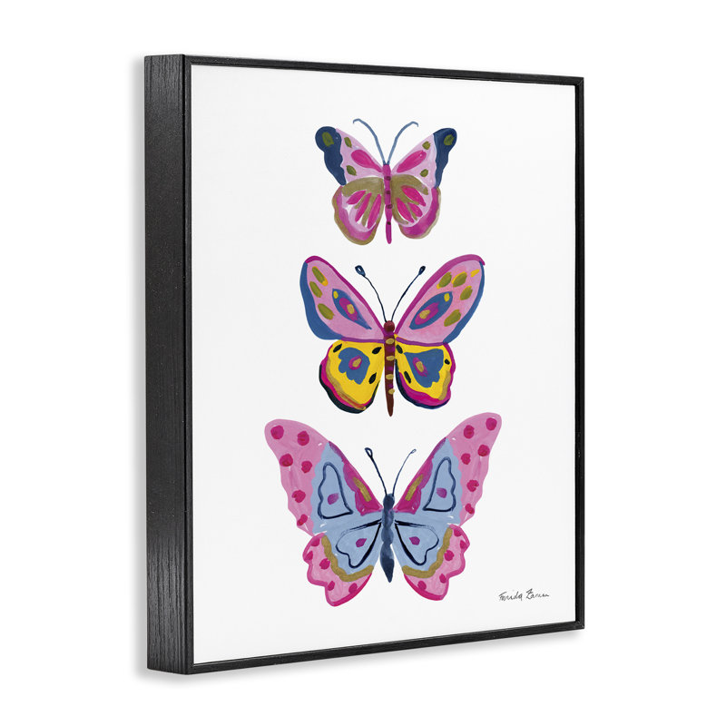 Trois papillons, estampe numérique par Farida Zaman, Giclée encadrée noir minuit, H 30 po x l 24 po