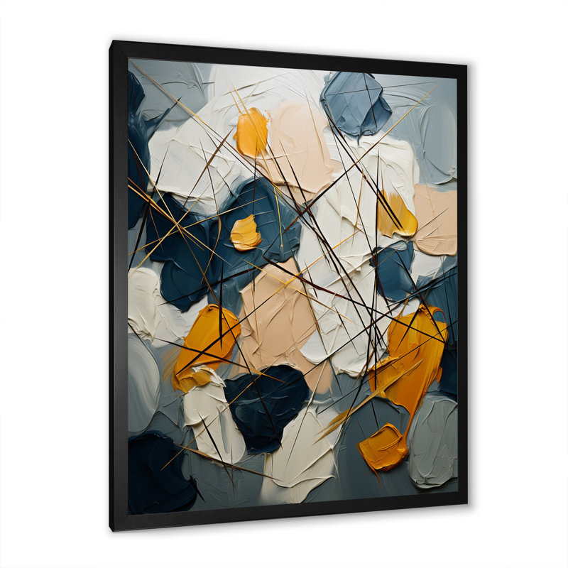 "Orange Happiness", peinture abstraite sur toile, Cadre simple noir, H 32 po x l 16 po x P 1 po