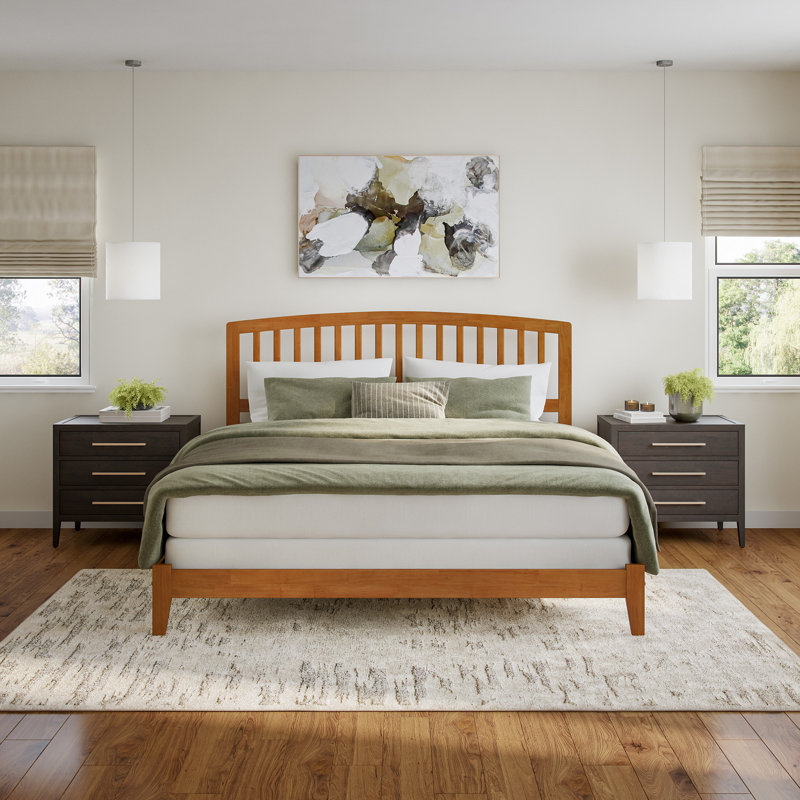 Bharmal Solid Wood Foundation Bed, King, Light Toffee