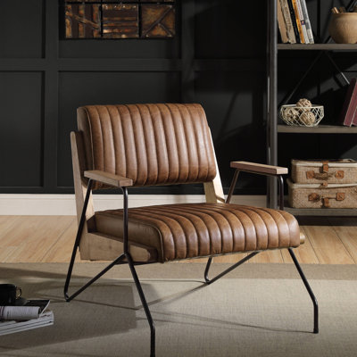 Fauteuil en cuir fleur 25 po
