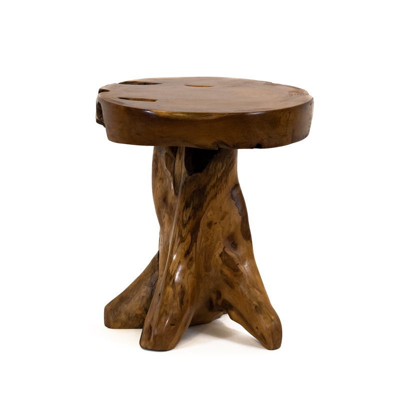 Taylors Creative Solid Wood Accent Stool Natural Teak Wooden Handmade Side Stool Accent Table