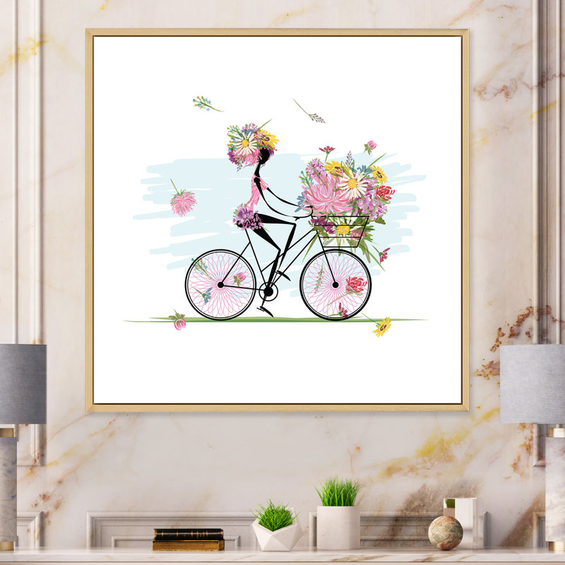 Floral Floral Illustration - Art mural sur toile Glam, L 30 po x H 30 po x P 1 po, Cadre flottant veige