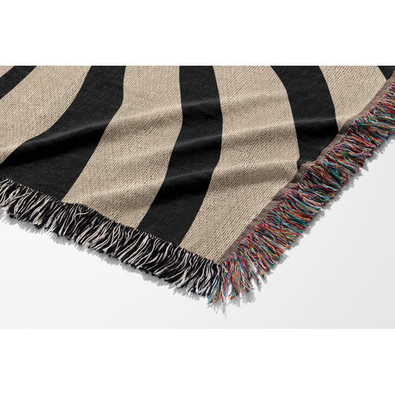 Hand Woven Throw Blanket, Black/Beige, 50" x 60" – Throw