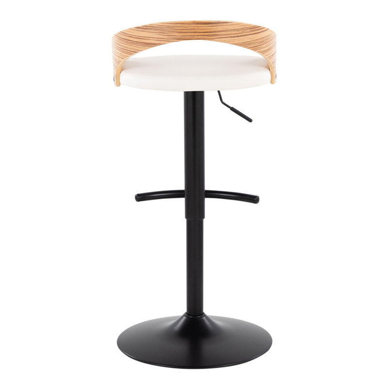 Tabouret de bar réglable et pivotant Grotto, Siège blanc / cadre noir / brun