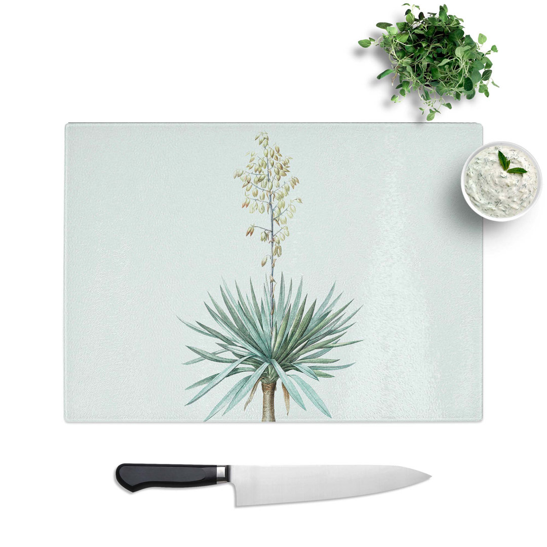 Tempered Glass Adams Needle Yucca Flowers Chopping Board