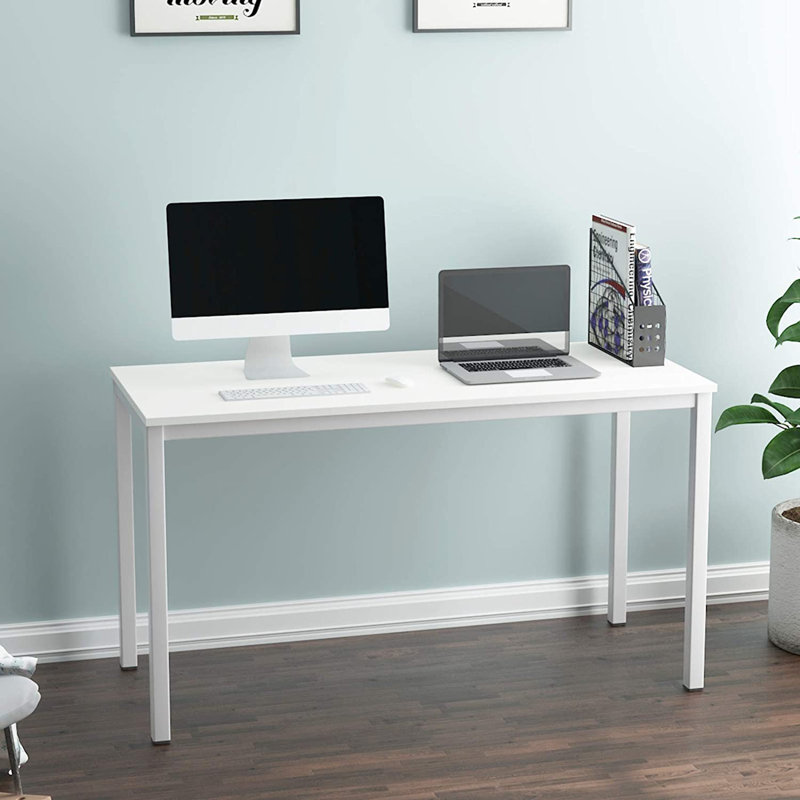 Cherol Metal Base Writing Desk, 29.5" H x 63" W x 23.6" D, White/White