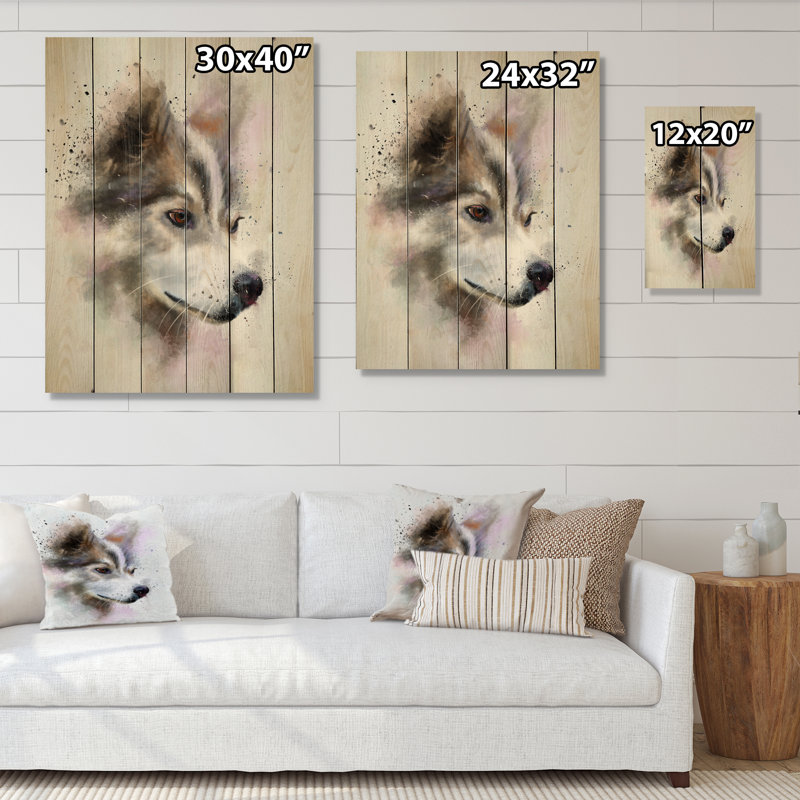 Mignon chien brun, aquarelle - peinture sur bois sans cadre, H 20 po x l 12 po x P 1 po