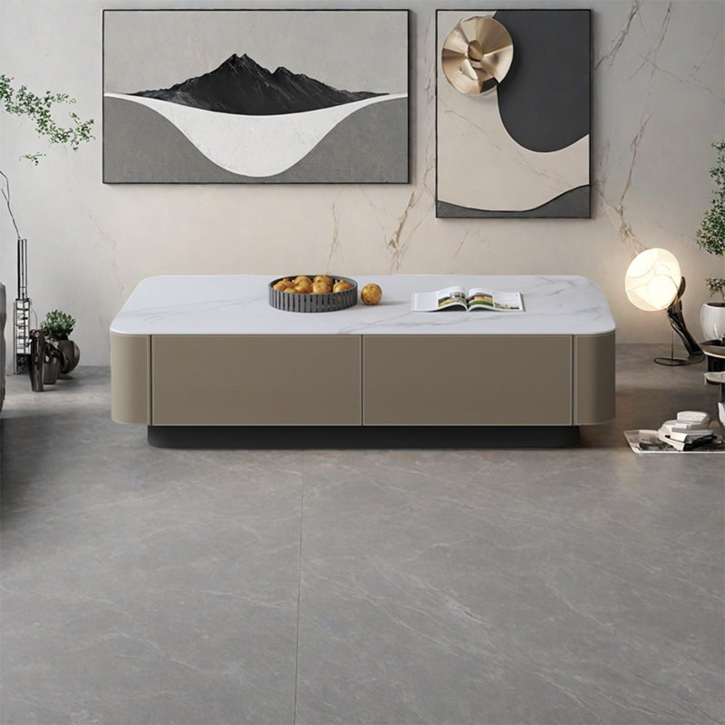 Modern simple rock plate coffee table, 14.2'' H x 51.2'' L x 27.6'' W