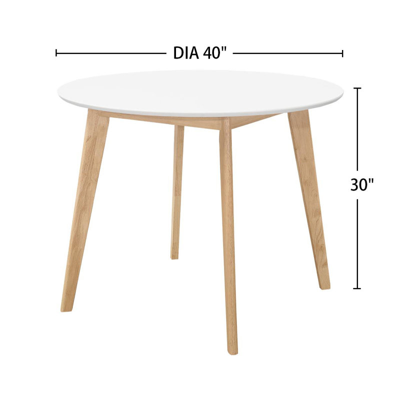Table de salle à manger ronde de 40 po, blanc mat