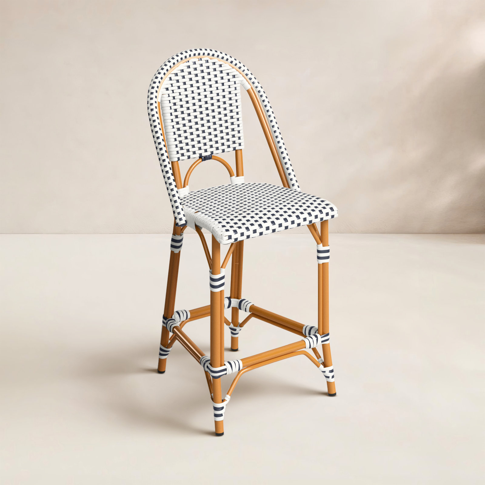 Kesa Patio Bar Stool, White/Navy