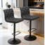 Ensemble de 2 tabourets de bar touffetés en tissu, tabourets de bar réglables à hauteur de comptoir pivotante avec dossier, chaises de bar rembourrées sans accoudoir pour la cuisine et le café-118611198-118611200-33198492