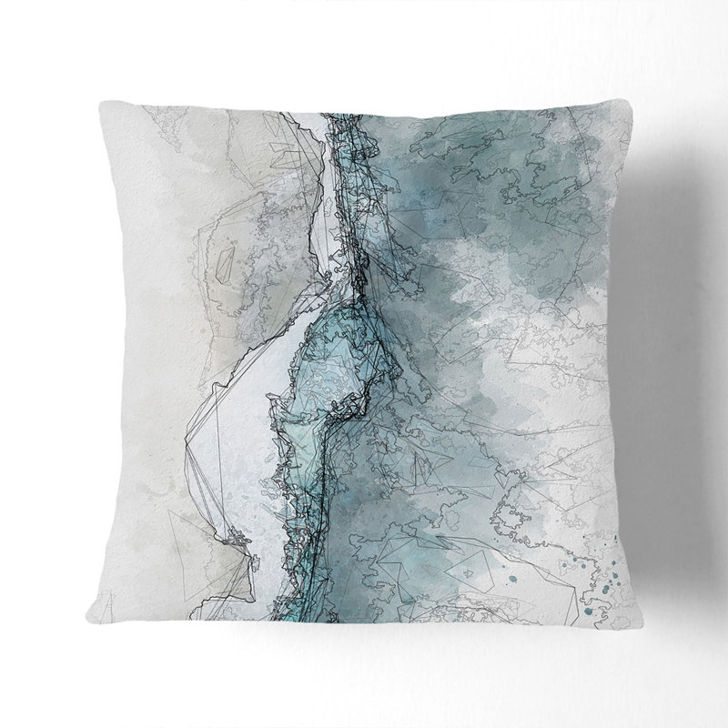 Ocean Kissing the Beach Sketch Cushion with Filling, 55cm H x 55cm W x 20cm D