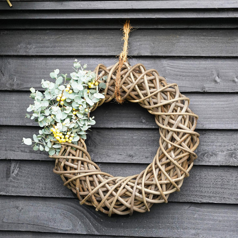 Natural Rattan Hand Finished Wreath, 40" H x 40" W x 10" D, Brown