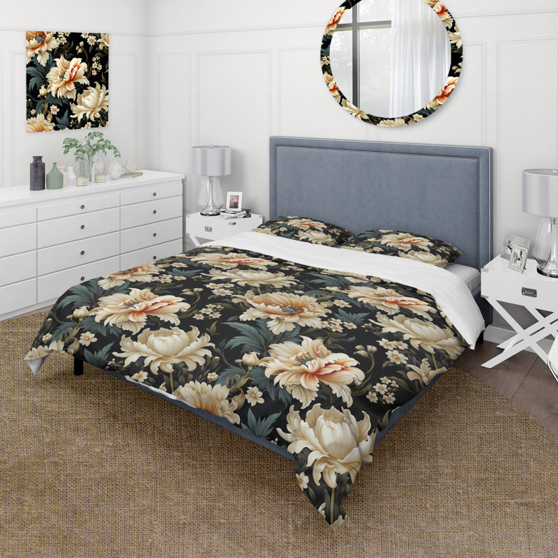 Ensemble de housse de couette floral bleu et blanc Victorian Flower Elegance III