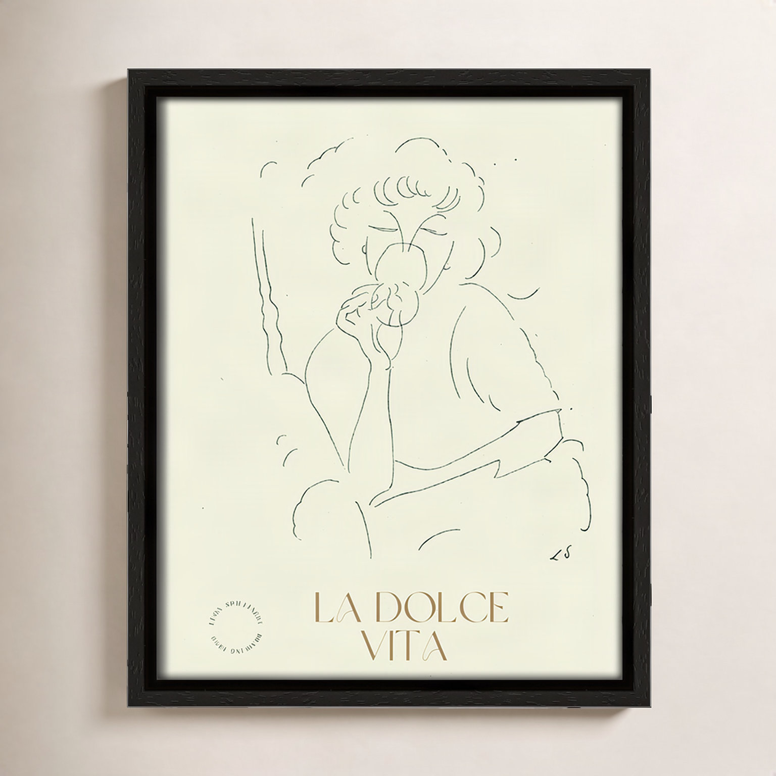 Dottie "La Dolce Vita" Print, 11.5" H x 9.5" W, Espresso