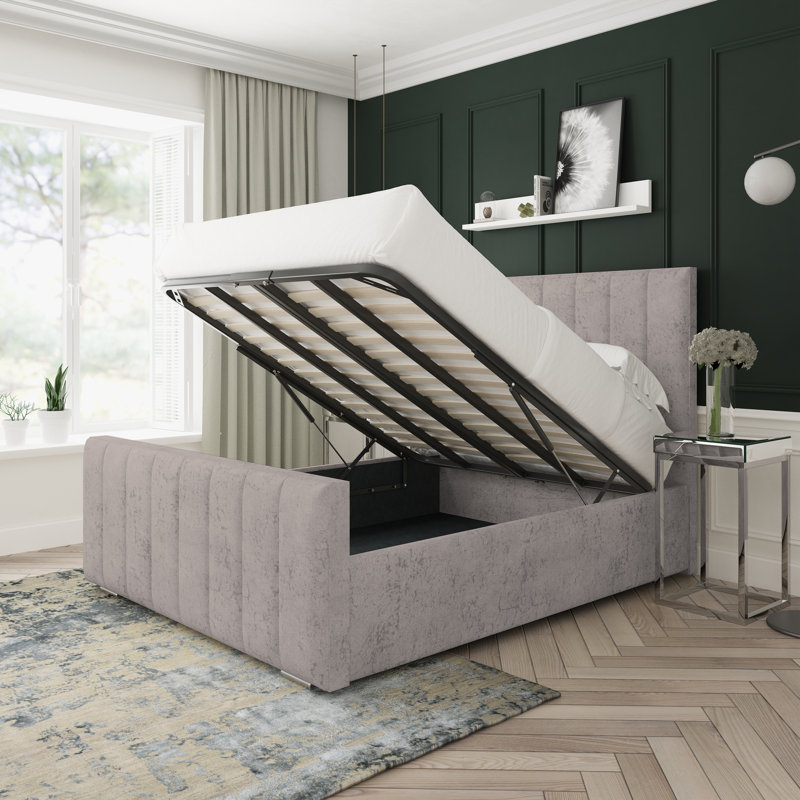 Oakley Marble Upholstered Ottoman Bed Frame, Super King (6'), Steel