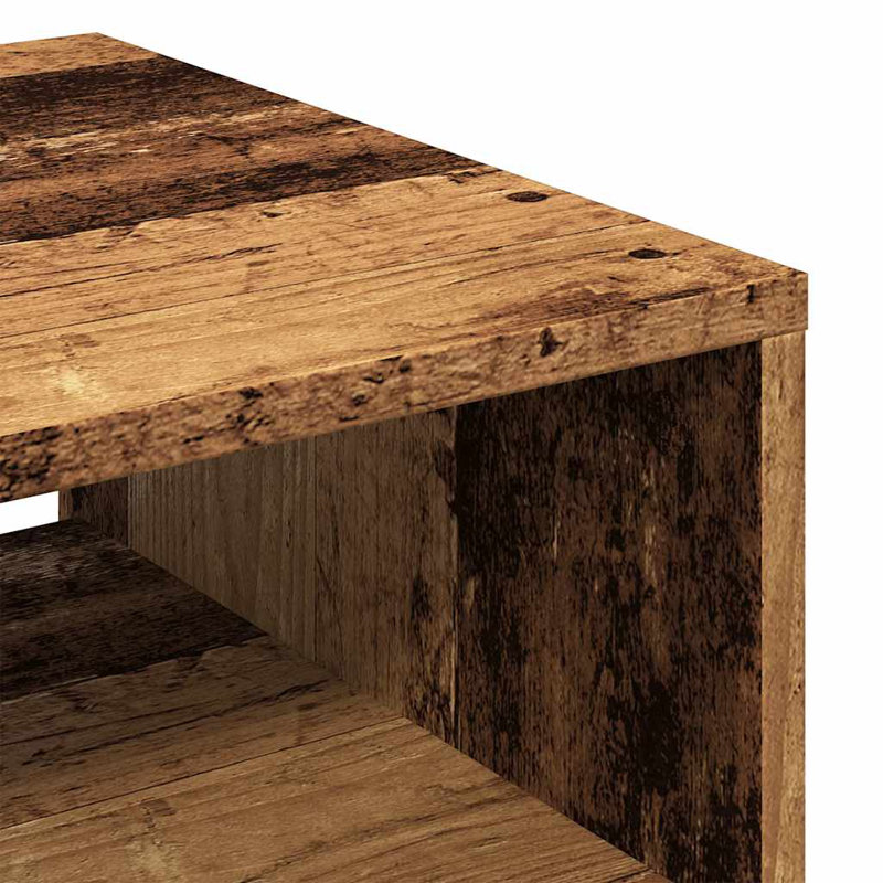 Petite table basse carrée en bois d'ingénierie, Bois ancien