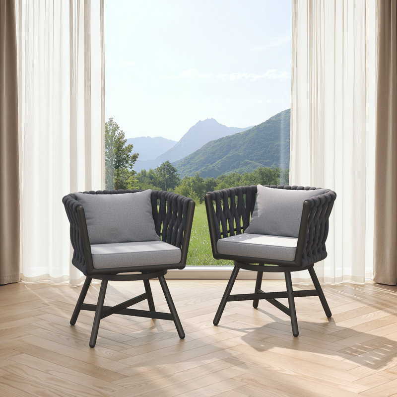 Chaise de salle à manger pivotante avec coussin Arlend, Gris foncé