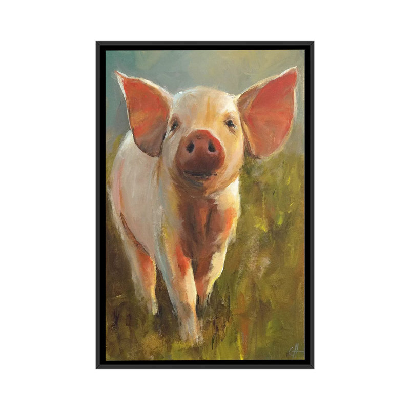 «Morning Pig» par Cari J. Humphry, reproduction sur toile tendue, H 26 po x l 18 po x P 1,5 po, Pas de tapis