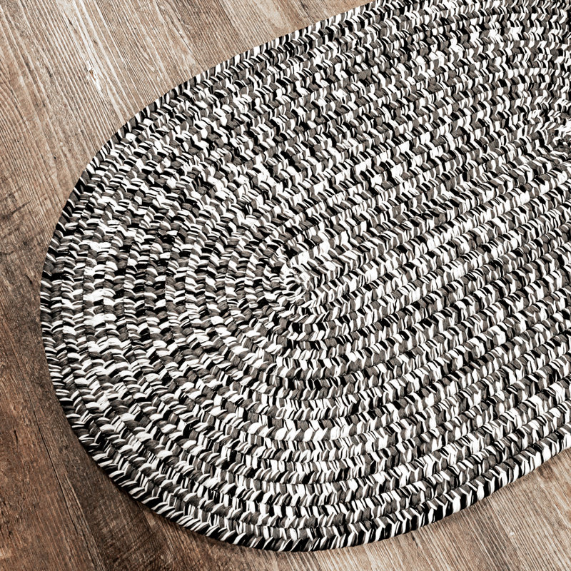 Tapis intérieur / extérieur Alnajjar - noir, Ovale 20 po x 30 po