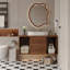 Meuble-lavabo mural moderne 39,4 po avec lavabo en céramique ovale et meuble flottant
