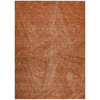 3' X 5' Copper Brown And Beige Abstract Washable Indoor Outdoor Area Rug