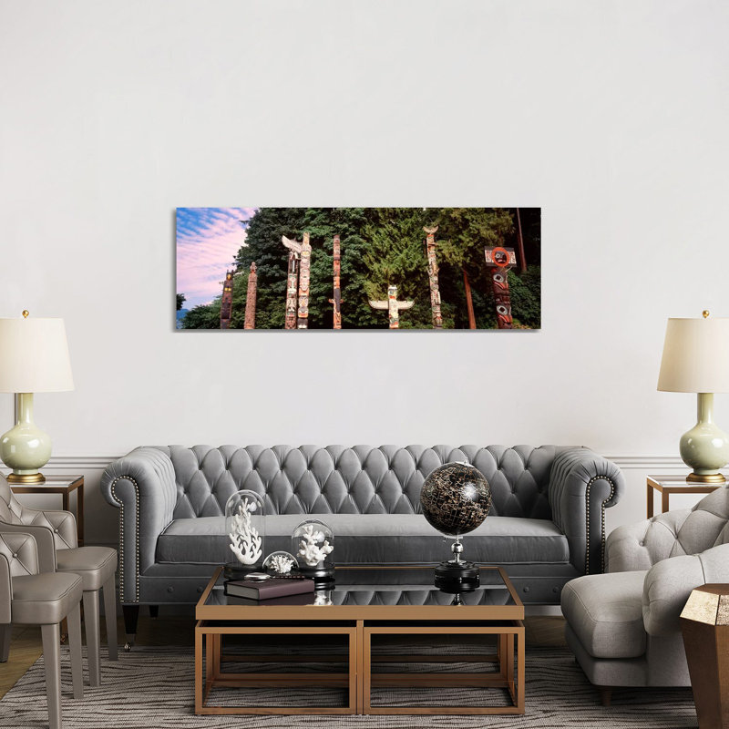 Totem Poles, Brockton Point, Stanley Park, Vancouver, British Columbia, Canada by Panoramic Images - Wrapped Canvas Panoramic Print